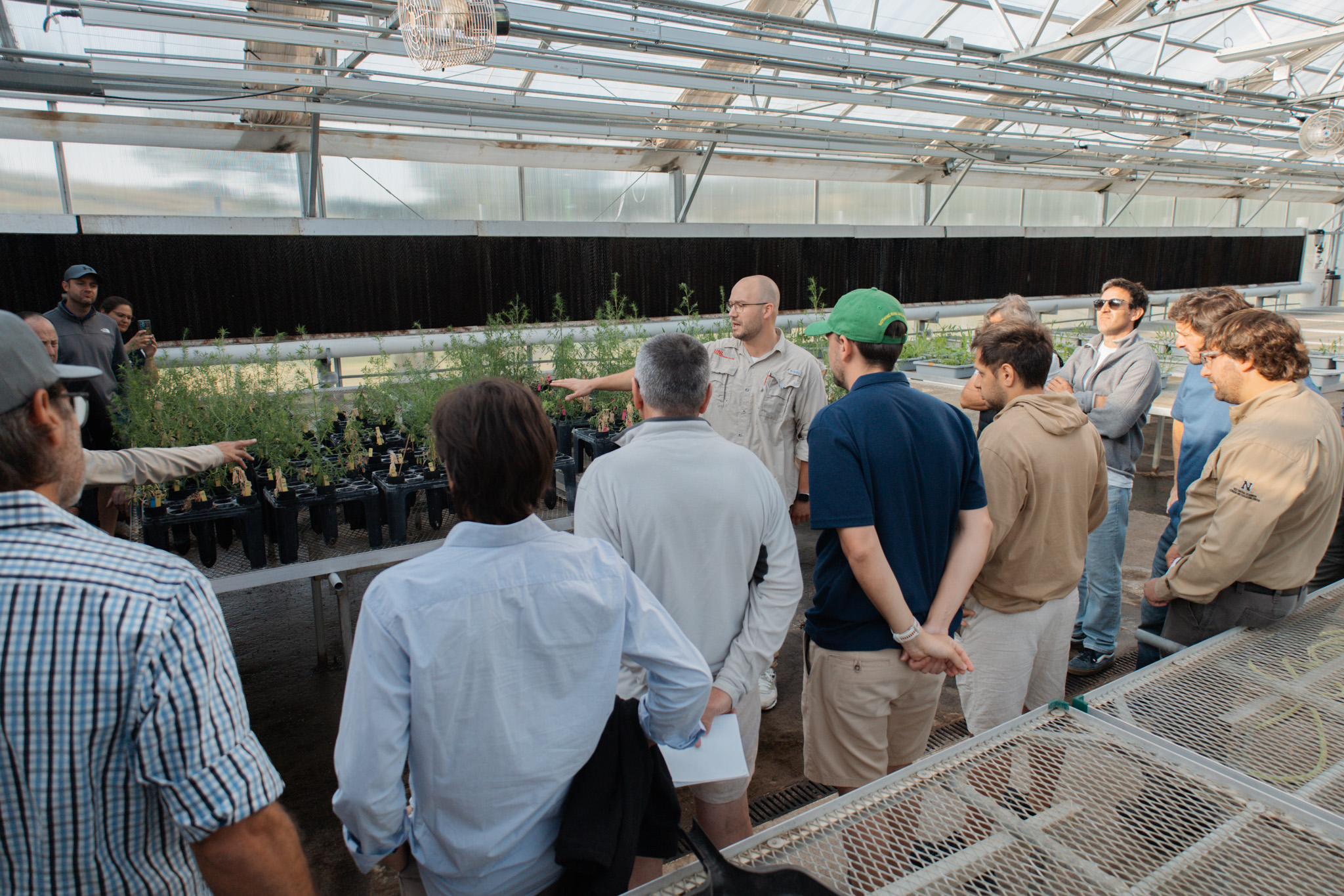 Milos Zaric leading tour in the PAT Lab greenhouse.