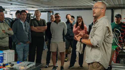 Milos Zaric giving a tour in the PAT Lab