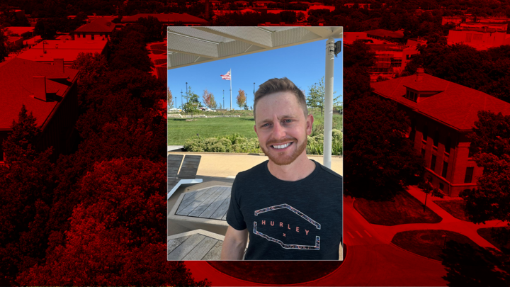 Picture of Ronaldo Marchezan over a red overlay of east campus