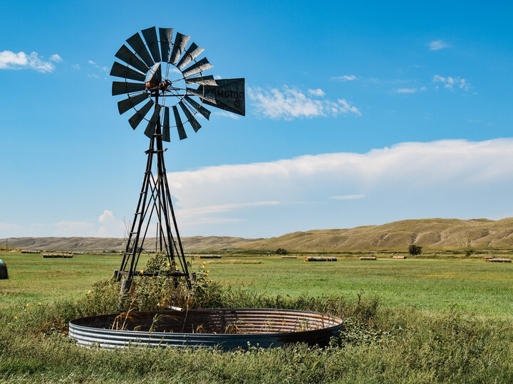 Windmill in a pasture at the Gudmundsen Sandhills Laboratory 